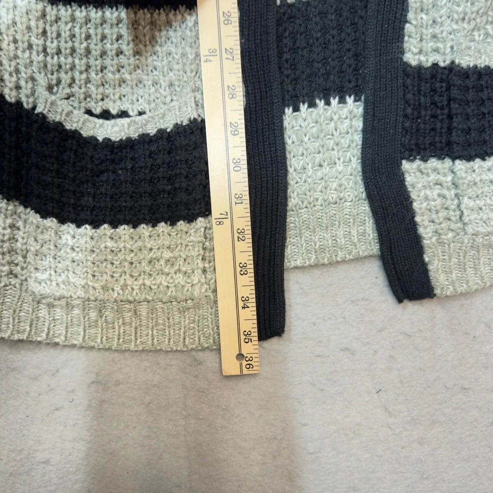 Rue21 Cardigan Womens XL Black White Excellent Striped Open Front Waffle Knit